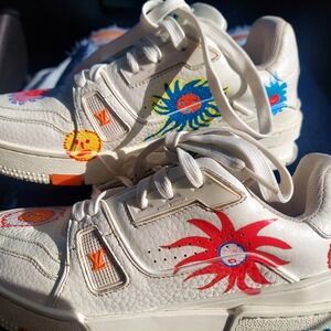 Louis Vuitton White and Multicolor Kids Sneakers